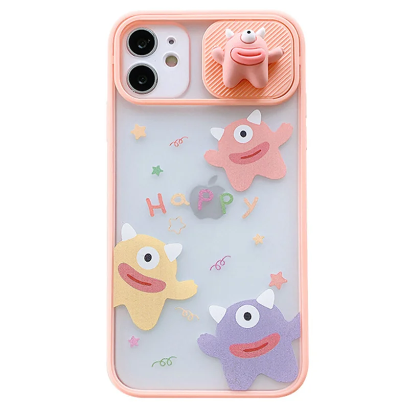 

2021 Fancy 3D Cute Cartoon Camera Lens Protection Silicone Phone Case For iPhone 12 11 Pro Max Mini Fundas Para Celular Cover