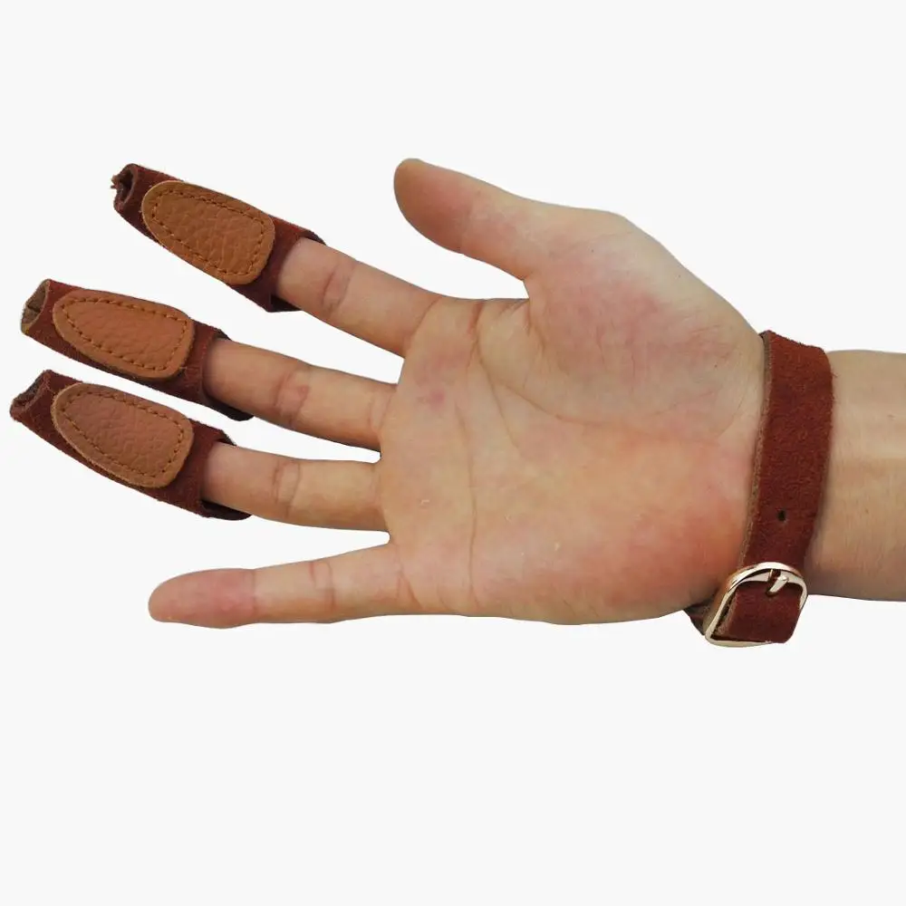 Protège-doigts Tir à l'arc Cuir Finger Tab Protecteur Main Droite Recurve Bow FR 