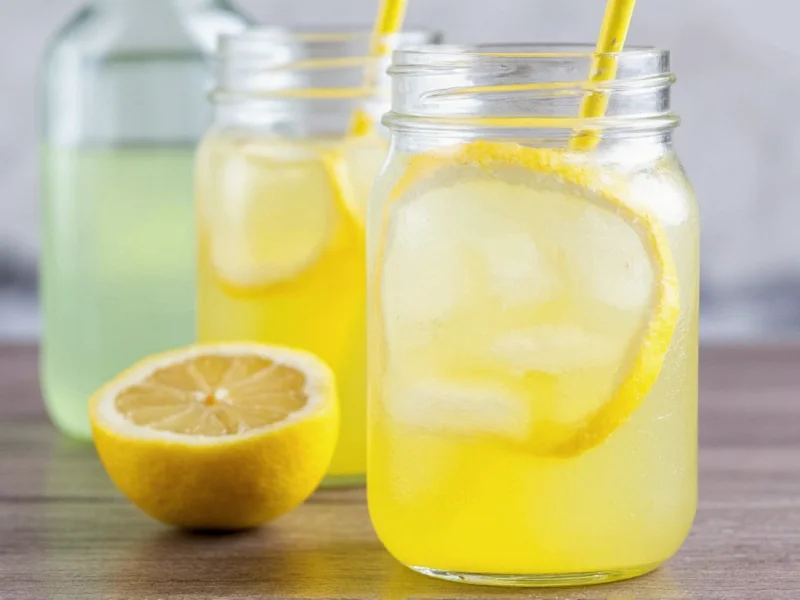 Homemade gatorade in mason jar with lemon slices