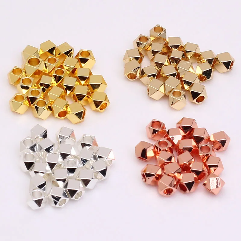 

DIY Jewelry Accessories handmade 14k 18k Gold brass spacer diamond beads making for bracelet rhombus beads