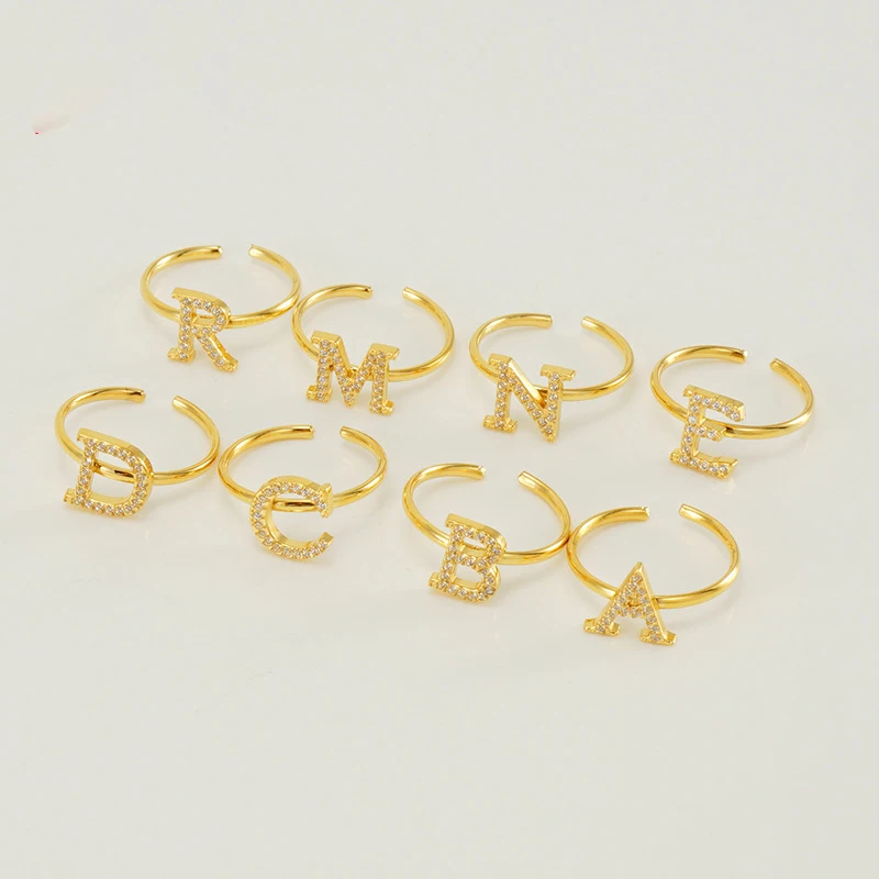 

2023 A-Z Ring Stainless Steel Letter Ring Fashion Luxury Adjustable Stainless Steel Ring For Women
