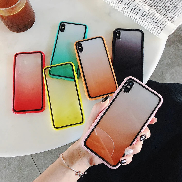 

Fashion custom design gradient color colorful acrylic hard transparent soft tpu bumper phone back cover case for redmi 6