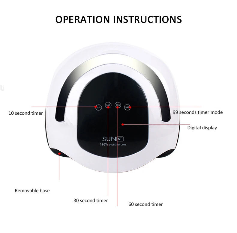 

MIQMI mini nail cure lamps polish fast dryer portable gel lamp nail dryer SUN5T 126w lamparas uv led lamp nail dryer tools
