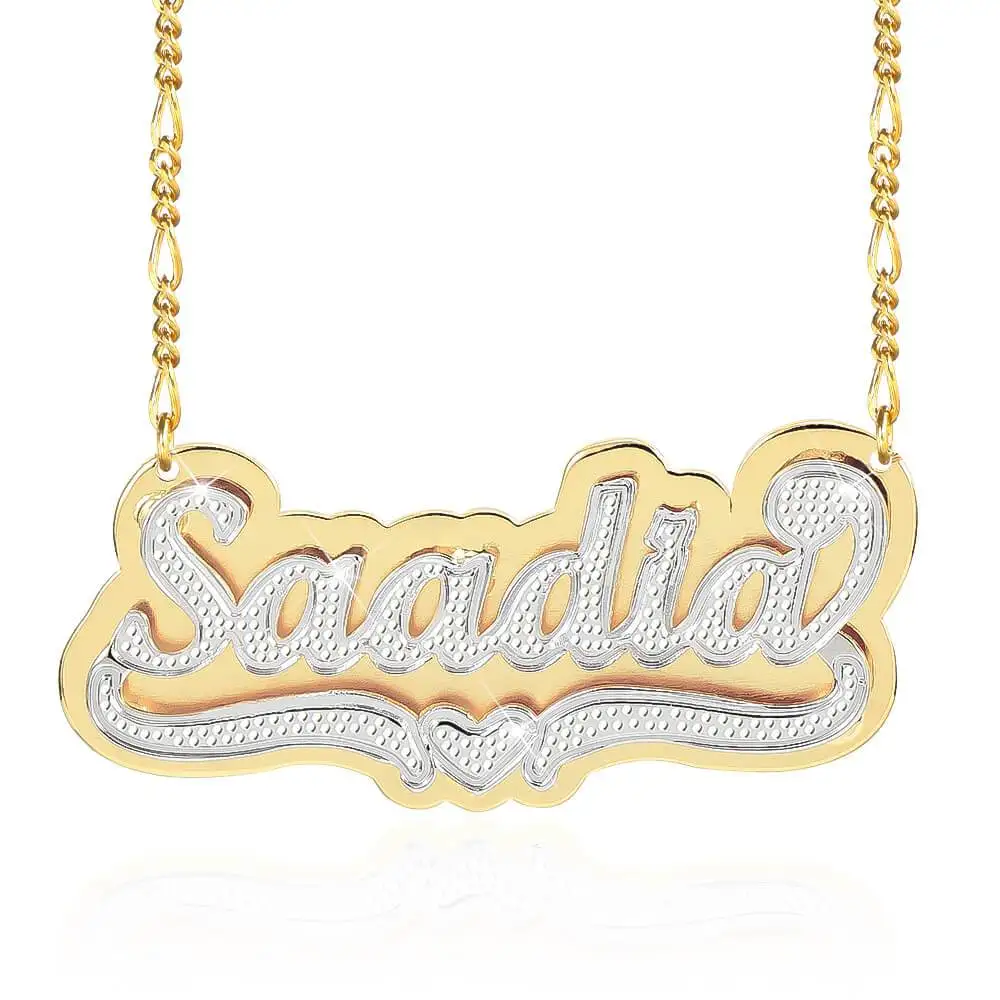 

Dropshipping DIY jewelry Double Layer Two Tone Heart Customized Name Necklace for women