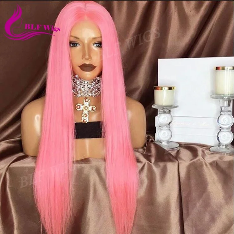 

Pre Plucked Brazilian Human Lace Wig Silky Straight Glueless Lace Front Pink Wig Human Hair Wigs