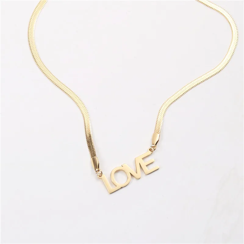 

Love Letter Necklace Jewelry Gold Necklace 18K For Women, Gold color