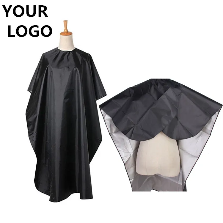 

Customized Logo Comfortable Black Polyester/nylon Hairdressing Cape Barber Cape With Snap