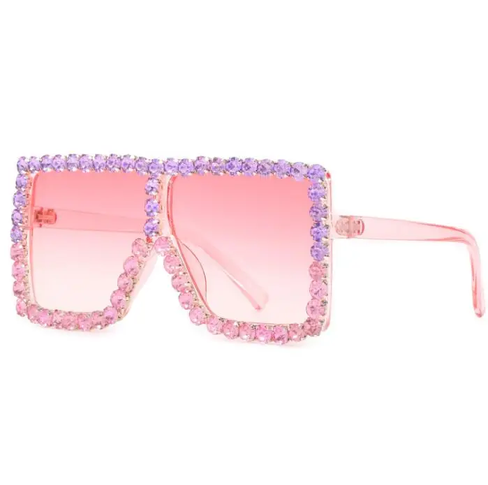 

Oversized Double Color Gradient Rhinestone Sunglasses Pink Square Vintage Children Sunglasses Girls Kids Eyeglass Frames