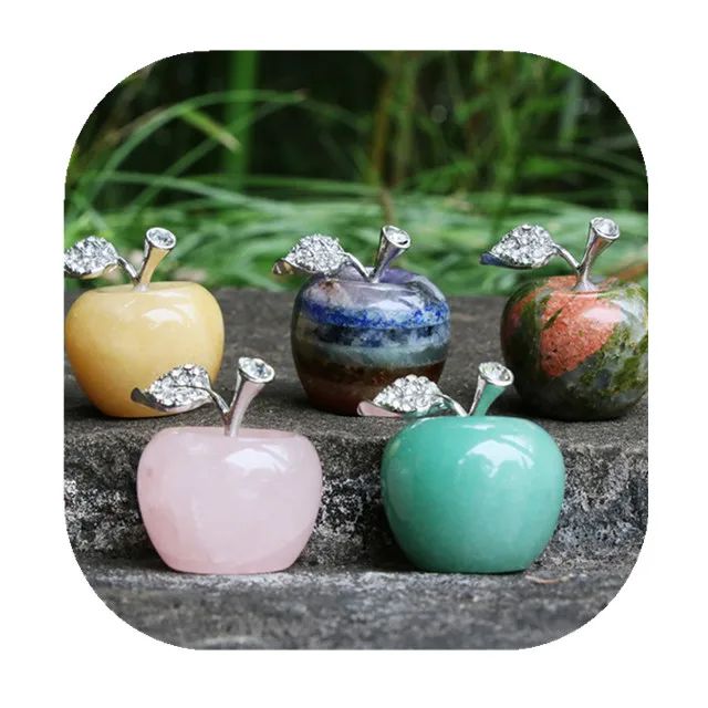 

Wholesale Chakra Gemstone Healing Energy Crystal Carved crystal apples for home decoration