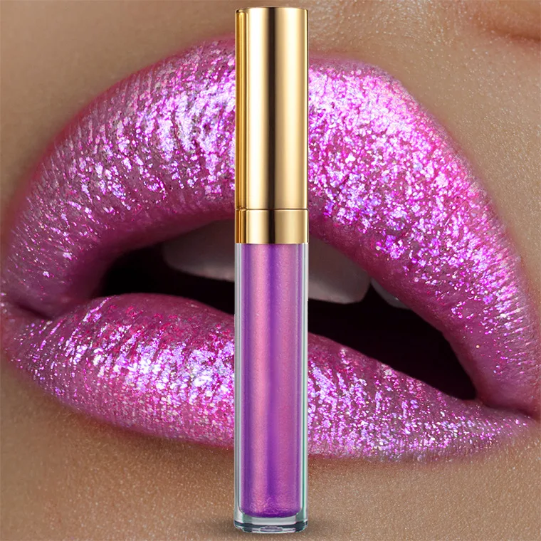 

Private label Vegan diamond Lip Gloss Cosmetics Makeup OEM Shimmer Lipgloss Wholesale Glitter Lipstick Lip Gloss, 6 color