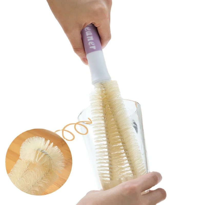 

L-shaped Brush Kitchen Cleaning Tool Tpr Head Cleaning Brush For Wine Glass Bottle Coffee Tea Glass Cup Decontamination In Depth, As picture