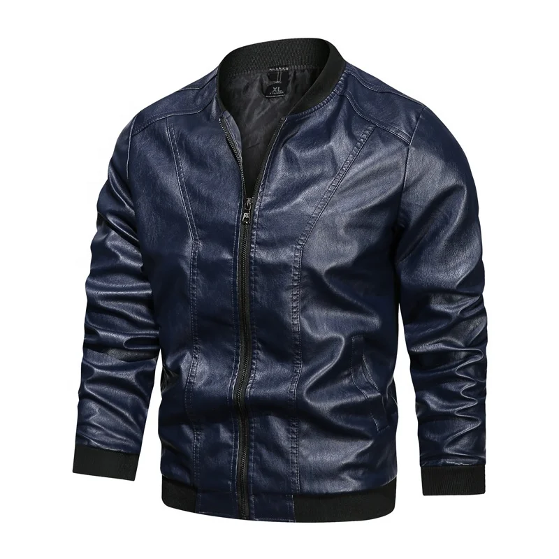 

Dropshipping Wholesale Custom Men Moto Faux Leather Coats Airforce Bomber Jackets With Pocket