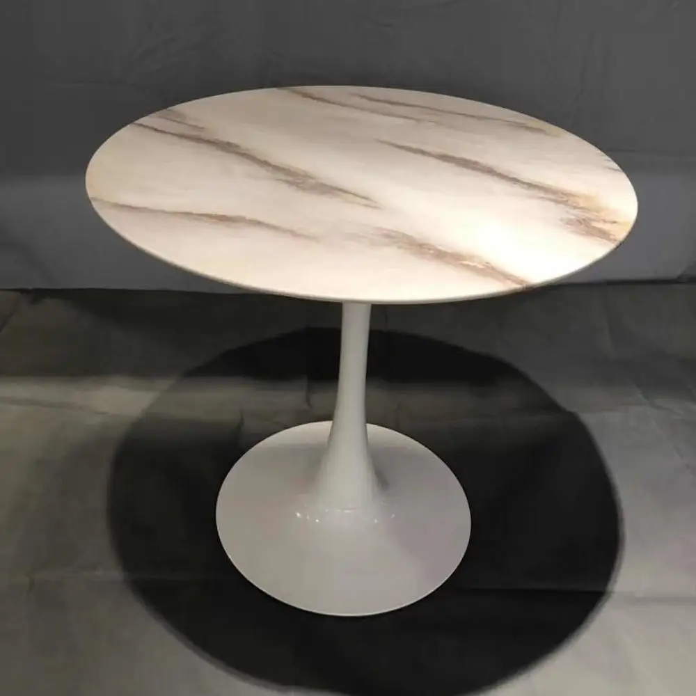 
New design modern furniture black round design dining marble table for restaurant  (1600089081681)