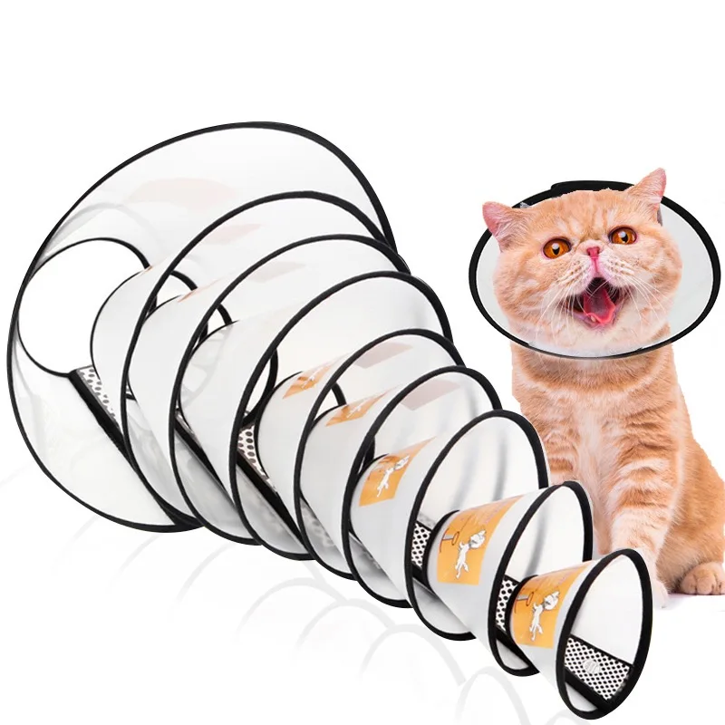 

Soft PVC Dog Elizabethan Collar Circle Pet Anti-bite Medical Protection Cone Neck plastic Healing Protective Cat Recovery Collar, White