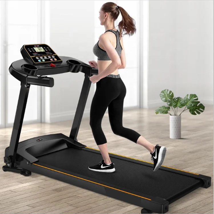 

Home fitness gym equipment commercial curved folding price electric smart foldable running treadmill machine for sale, Black