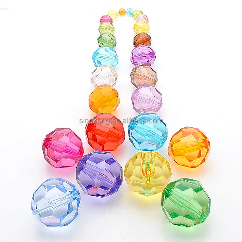 

Wholesale 6mm-16mm Plastic Round Facet Beads Acrylic Disco Chunky Facet Beads For Jewelry Making Kids Necklace Decoration, Multi colors