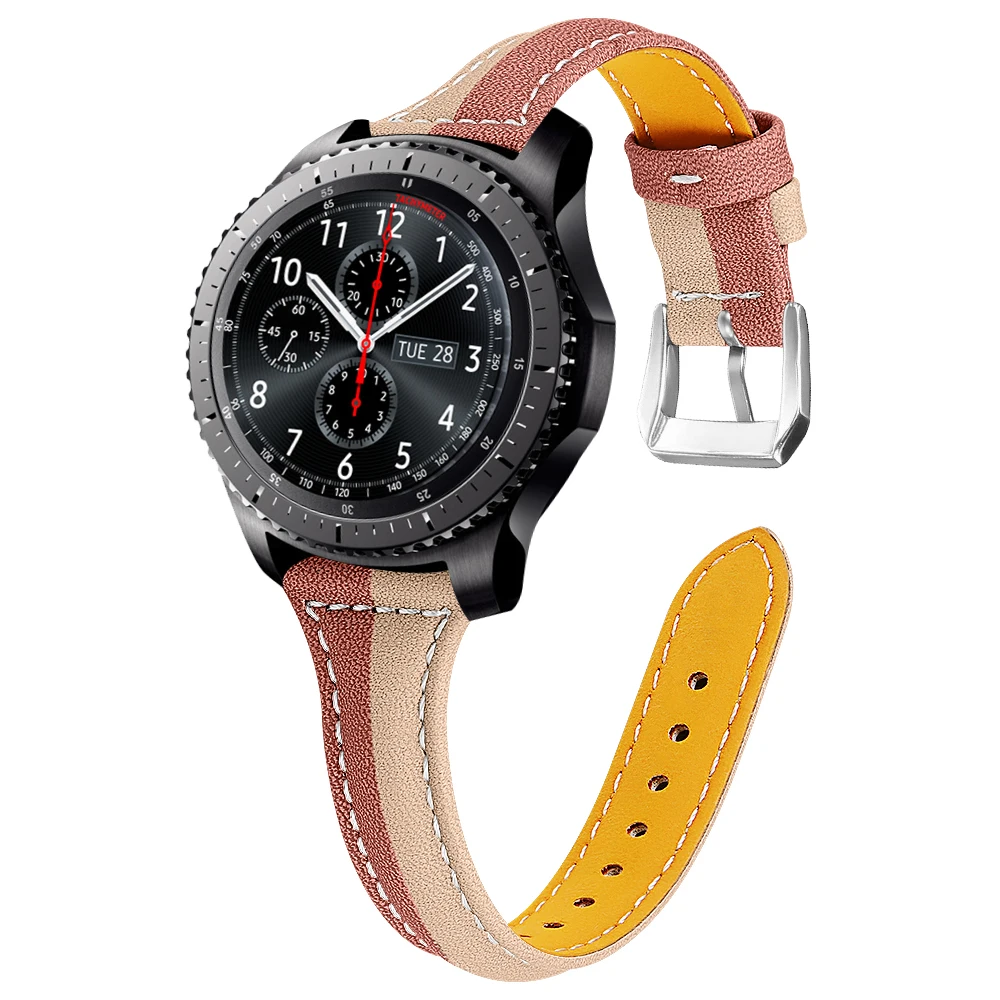 22mm Banda De Reloj De Cuero Genuino Para Samsung Gear S3 Galaxy Hecho A  Mano Correa De Banda De Reloj De Cuero Genuino Para Reemplazo Para Samsung  Chica - Buy 22mm Banda