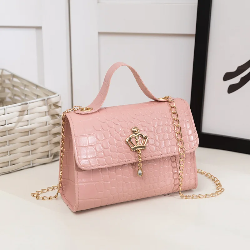 

Summer new style crown jewelry crocodile pattern chain small square bag shoulder diagonal portable female bag, Picture