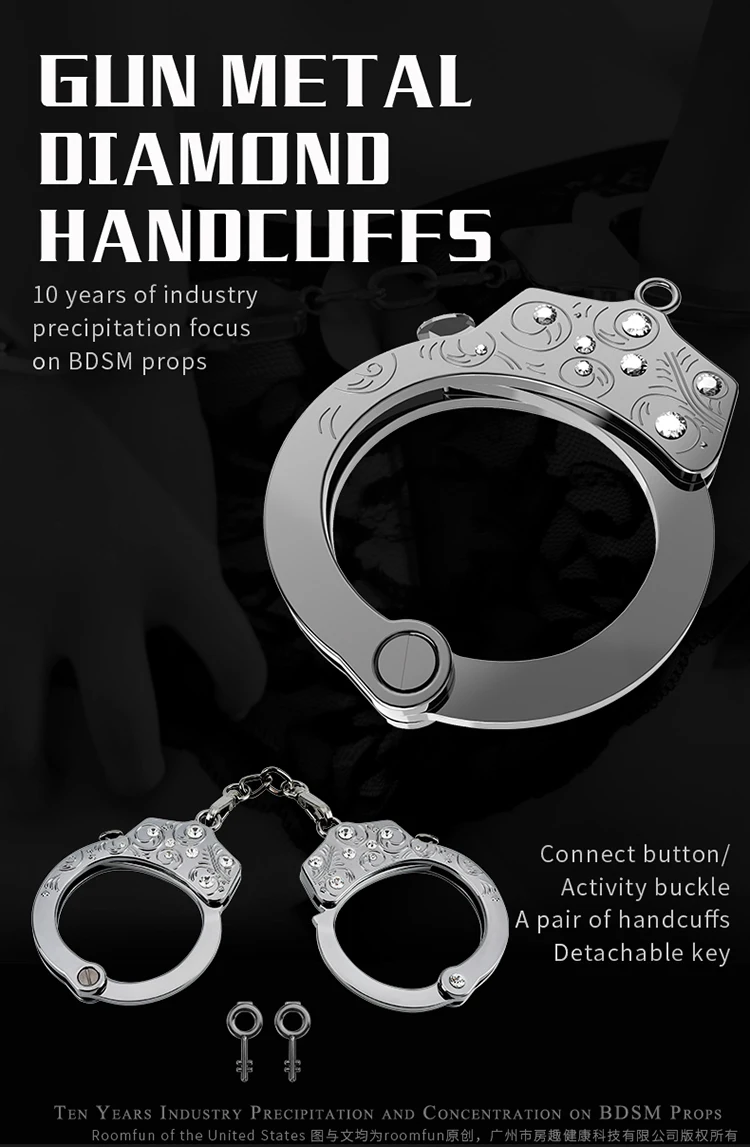 Novelty Premium Metal Diamond Wrist Ankle Cuff Sm Handcuff Bracelet
