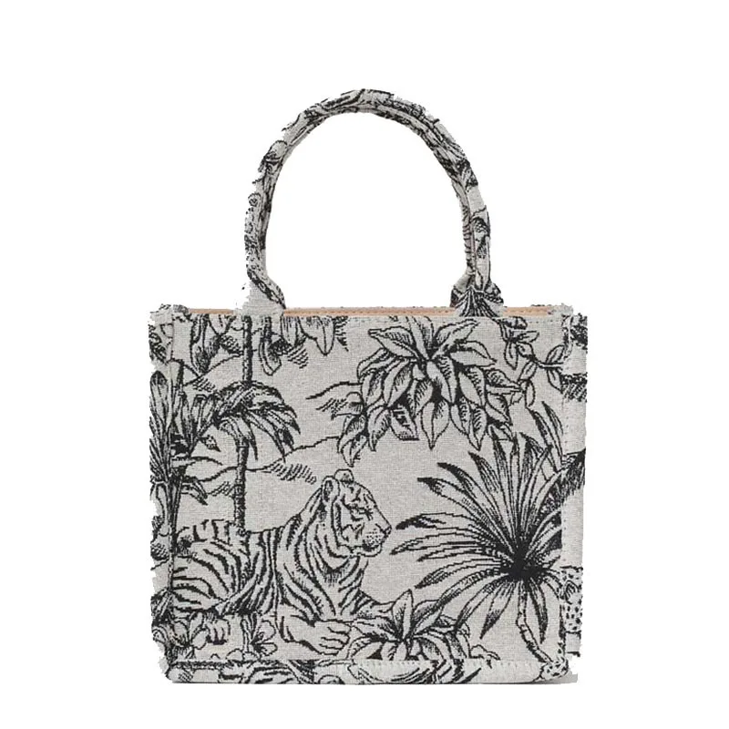 

Fashion Shoulder Bag Woven Canvas Embroidery Tote Bag Shopping Bag Handbag Women