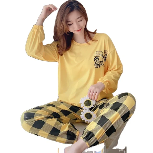 

Pure cotton pajamas women's autumn and winter warm suit long-sleeved winter style can be worn outside home service winter