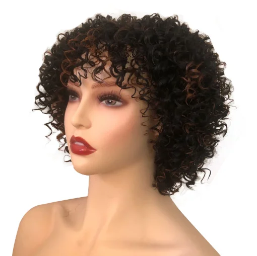 

8 Inch Afro Kinky Curl African Hair Red 99J Burgundy Fiber Hair Part Wig