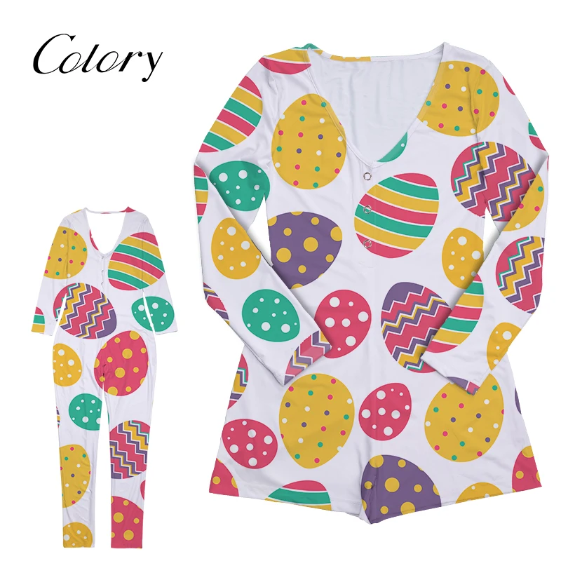 

Colory Sexy Onesies for Women Logo Adult Sleep Rompers Onesie Easter Egg Design, Picture shows
