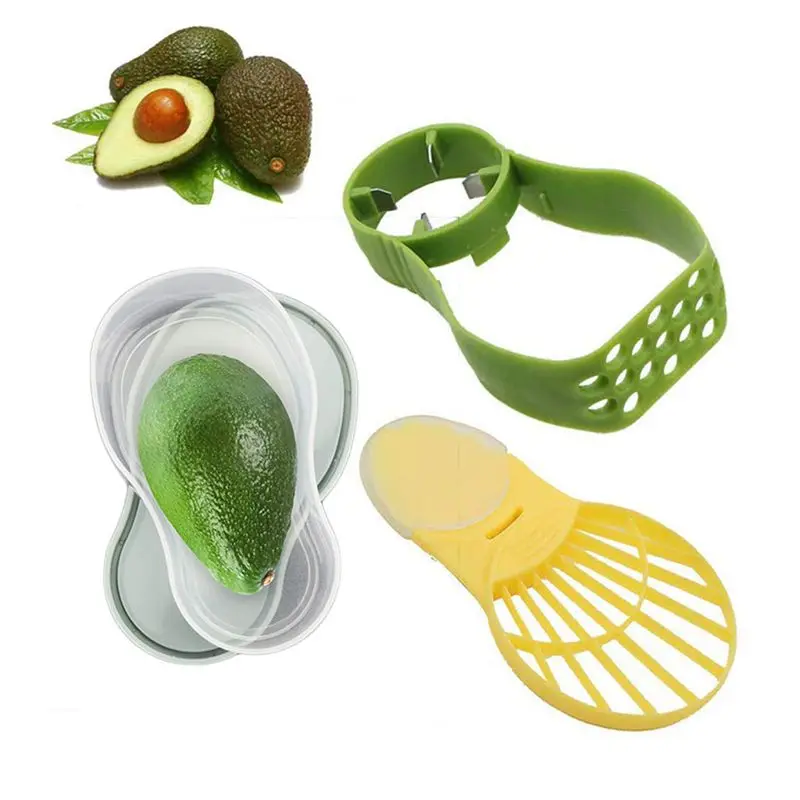 

Lixsun 5 in 1 Multi Functional Avocado Slicer Cutter Tools Set For Avocado Storage Container Scoop Slice and Mash Avocado Fresh