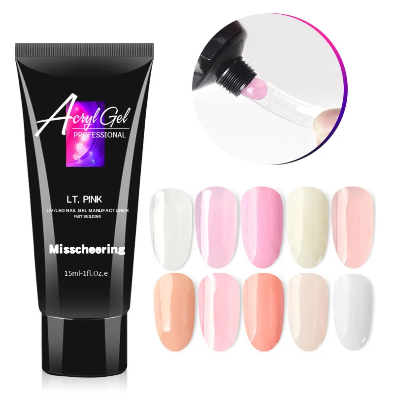 

15ml 30ml 60ml Nail Extension Clear White Pink 9 Colors Poly Nail Gel Acrylic Quick Building UV LED Gel Polish, 9 colors optional