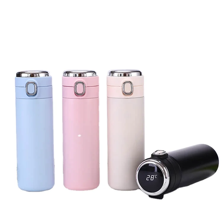 

Custom Logo 304 stainless steel intelligent thermos Portable LED oz per cup Temperature Display Vacuum Flasks smart water bottle, Black white pink blue