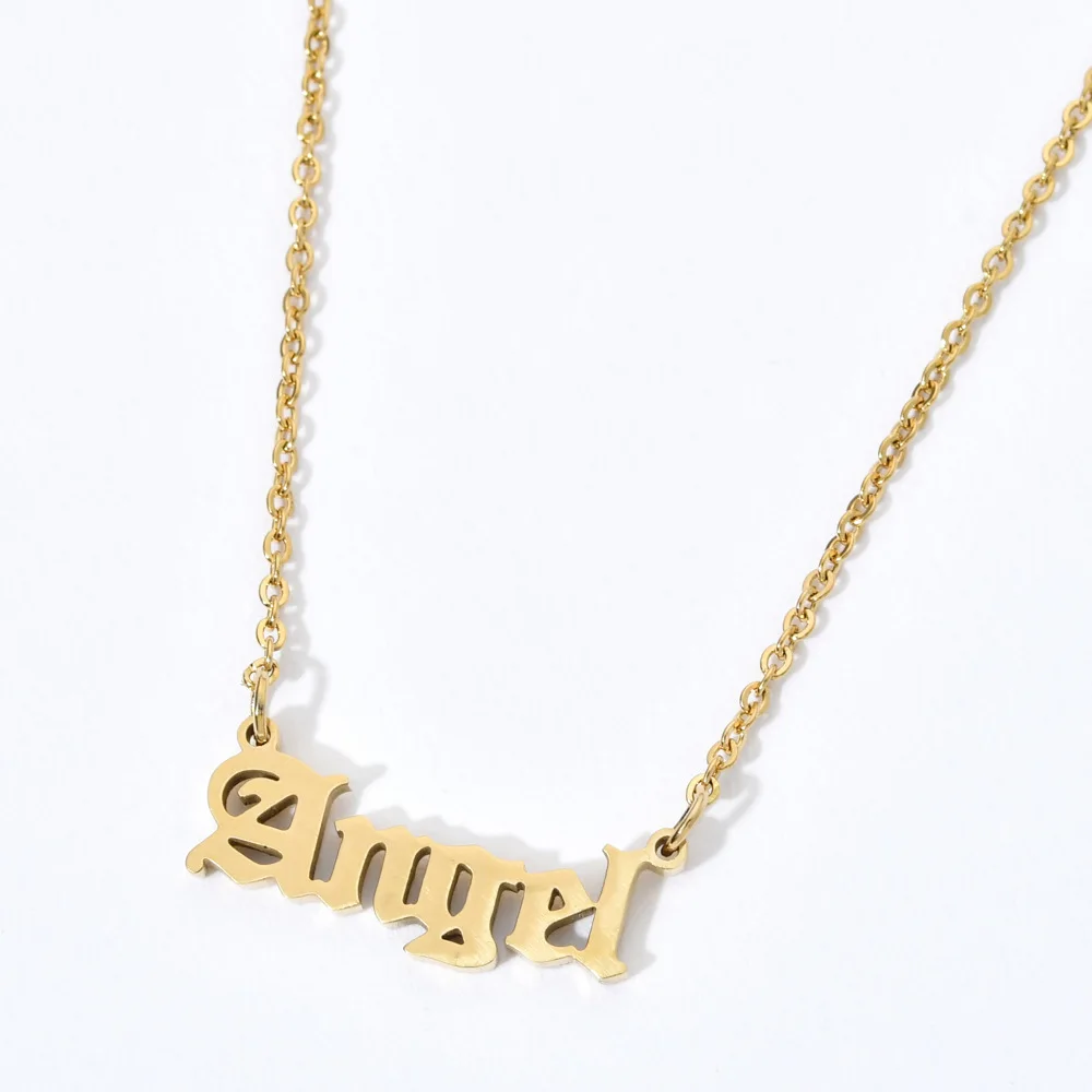 

2021 Drop Shipping Stainless Steel Angel Letter Pendant Necklace For Girls Gift