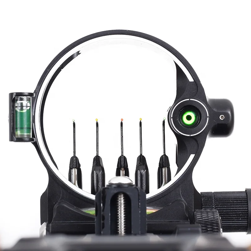 

Retina Technology 5 Pin black Long pole Archery Compound Bow Sight adjust slightly 0.019" Optical Fiber