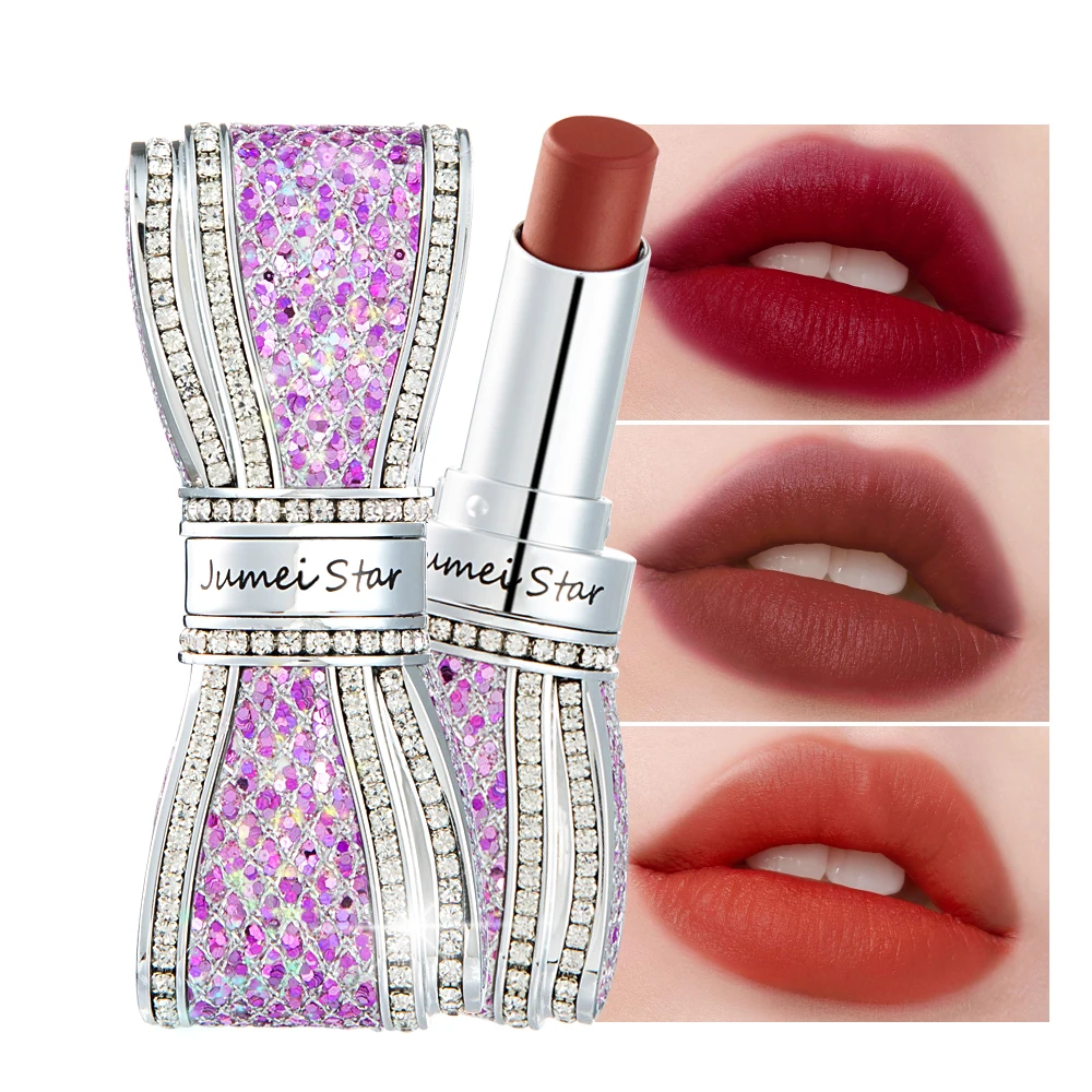 

8 Colors Bow Diamond Matte Lipstick Color Lasting Non-Fading Lipstick