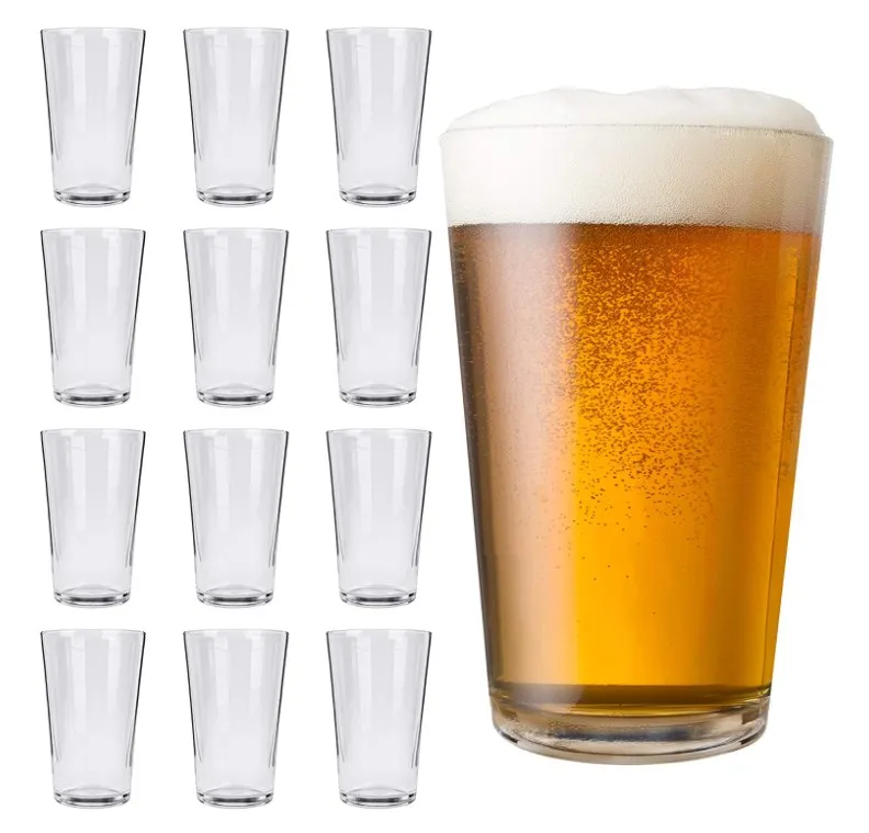 

Water Glasses Cup Sets Pint Pub Beer Glasses 16 OZ Drinking Beer Glasses set of 12, Super transparent