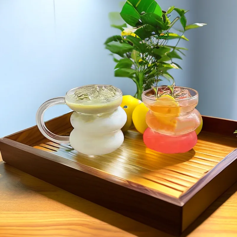 High Borosilicate Irregular Caterpillar Coffee Mug Clear Heat-resistant Glass Drink Milk Cup