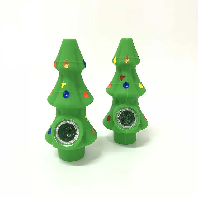 

Christmas Tree Silicone Glass Bowl Weed Tobacco Pipe Creative Smoking Pipe, Picture