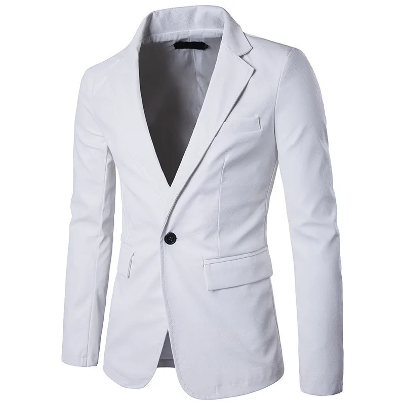 

Pu suit coat 2021 solid color slim fashion one button men's casual leather coat, White / red / khaki / black