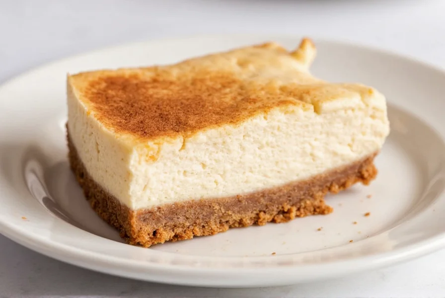 Professional baker preparing cinnamon cheesecake batter in stainless steel bowl with measuring spoons showing precise cinnamon measurement