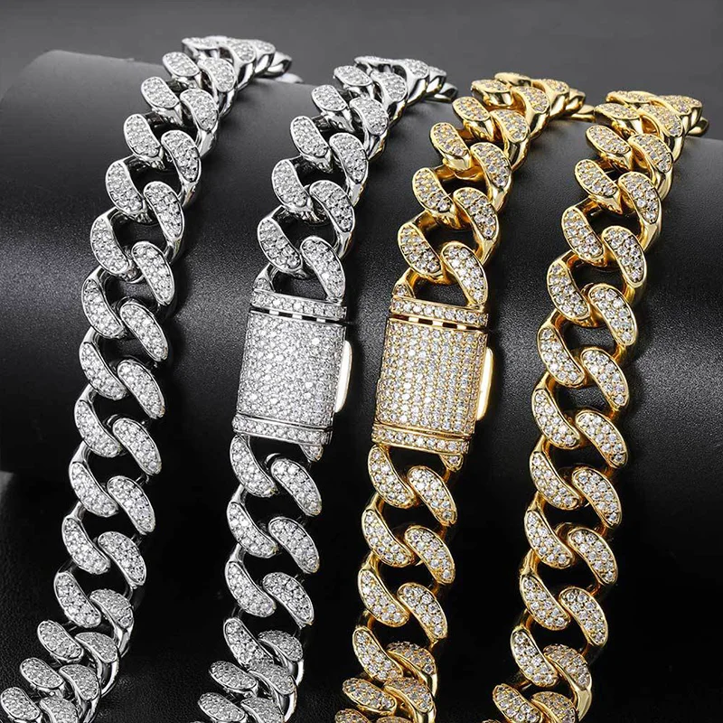 

Wholesale 10-20mm Hip Hop Silver Gold Cuban Link Chain Necklace Stainless Steel Custom Hiphop Real Mens Women Cuban Link Chain