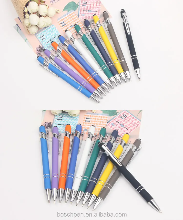 Promotion Soft Rubber Coated Ball Pen Aluminum Stylus Pen Touch Pen