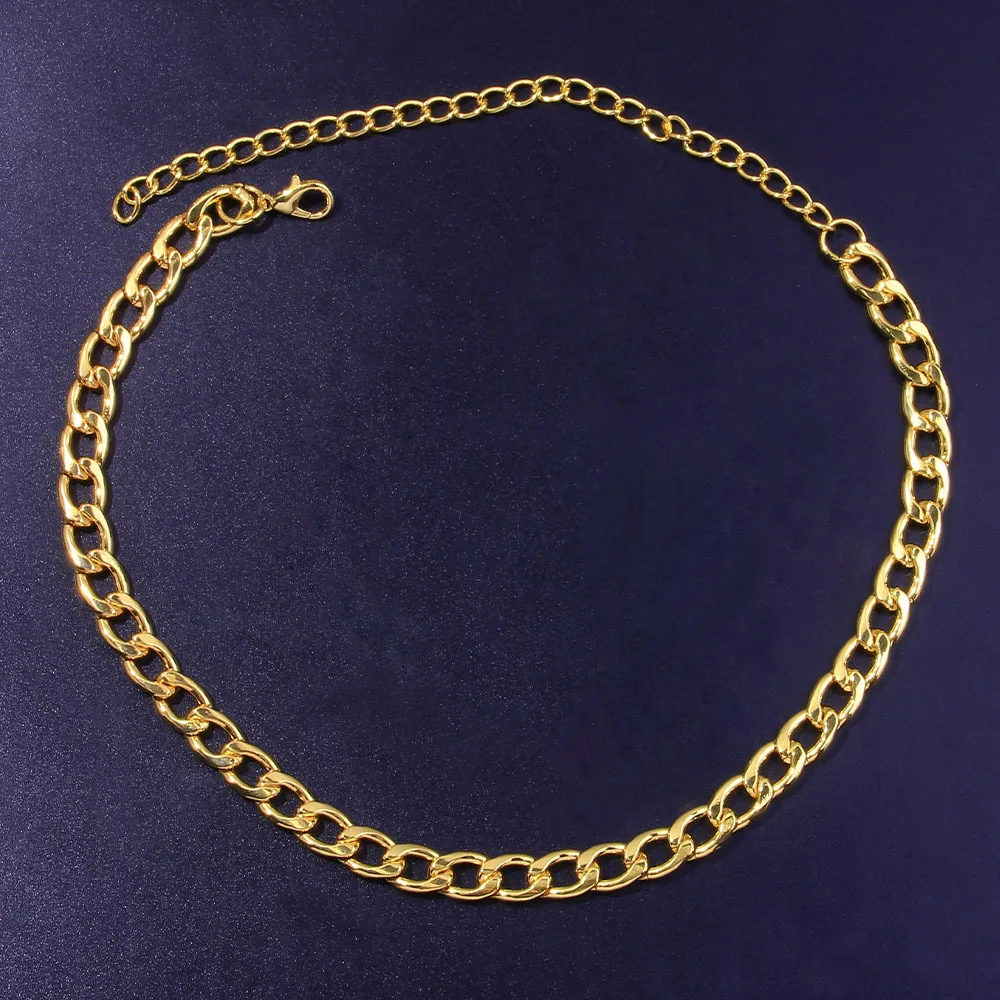 

Gold Plating Stainless Steel Cuban Link Chain Necklace 9MM Hip Hop Miami Link Chain Necklace