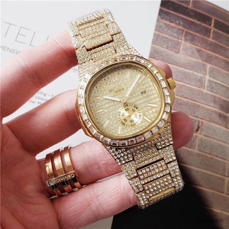 

luxury wristwatch diamond watch gold silver Iced Out men watches