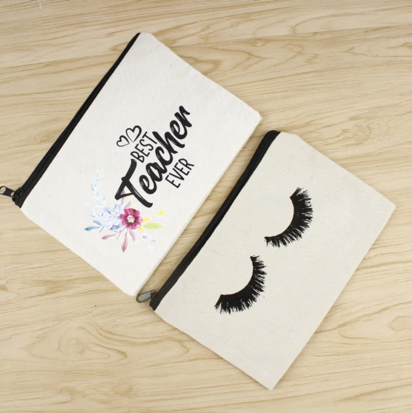 

Bolsa De Maquillaje Travelling Mini Cotton Canvas Cosmetic Gift Bag Sublimation Blank Canvas Makeup Pouch, Customized color for plain cotton bags wholesale