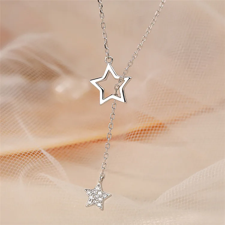 925 sterling silver Star Necklace is adjustable for the new 2022 five-pointed star clavicle chain