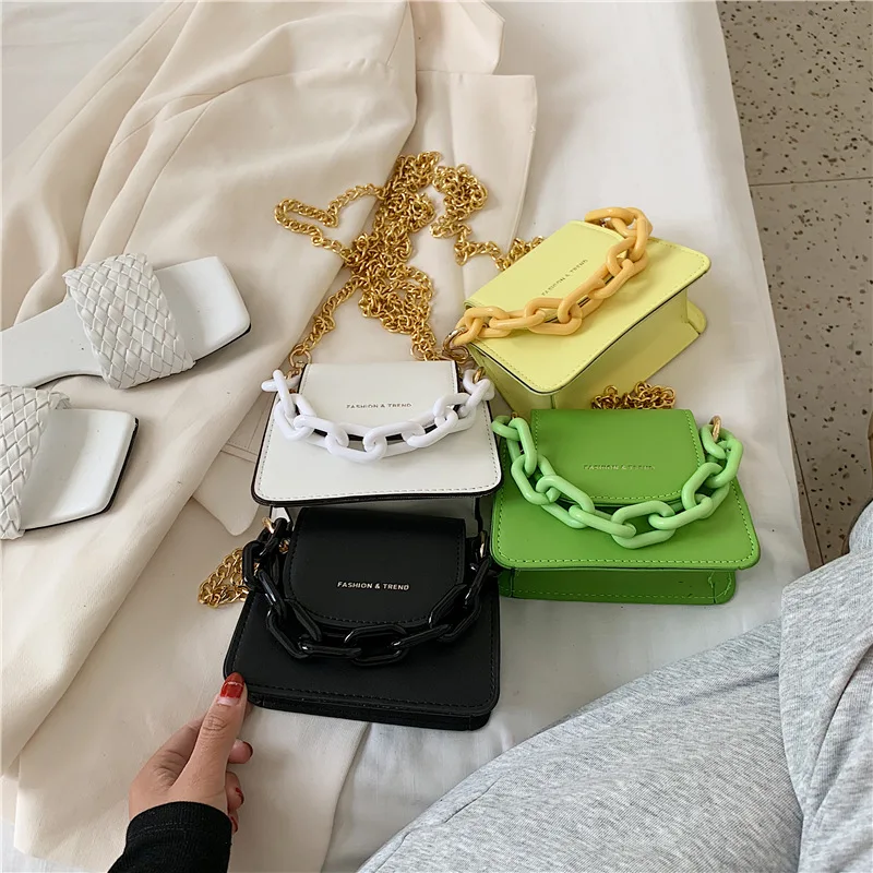 

Ladies candy purse small bag female 2020 trendy wild chain small handbag with acrylic strap shoulder lipstick mini bags women, Black,white,yellow,green