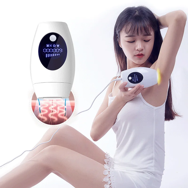 

At Home Permanent Laser Hair Removal Appliances for Women and Men Lifetime of Pulses IPL flaw less Hair Remover System, White pink