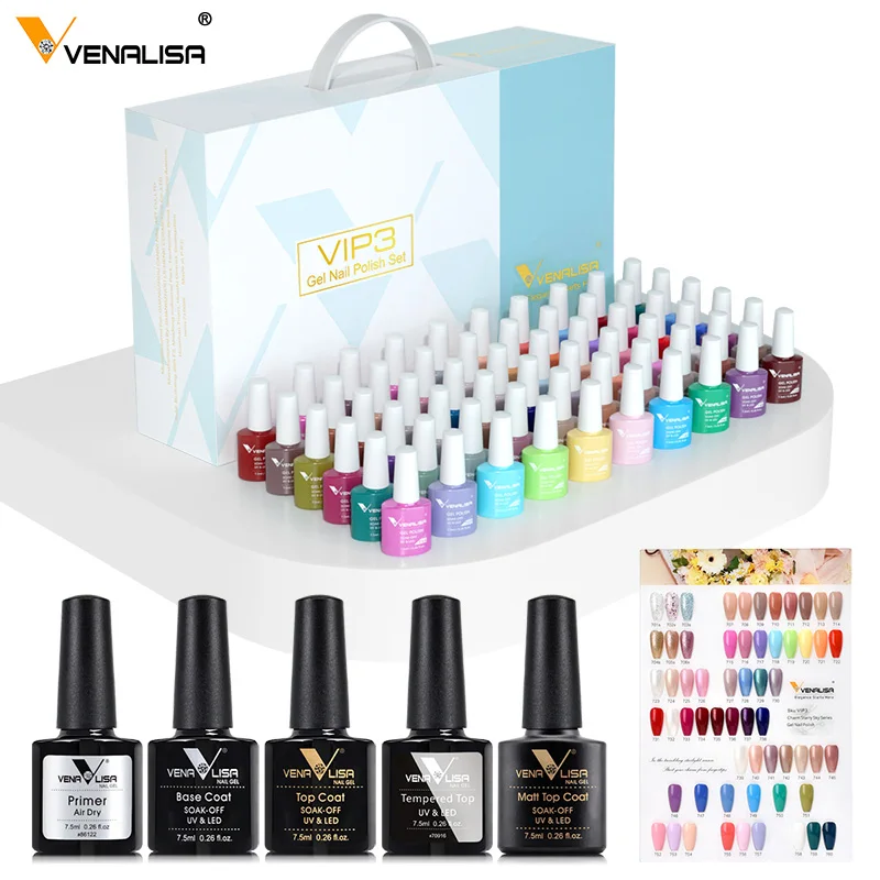 

Factory Wholesale VENALISA VIP3 New Arrival 60 Perfect Colors Gel Polish Kit Upgrage 7.5ml Young Colors Classic Nail Gel Set