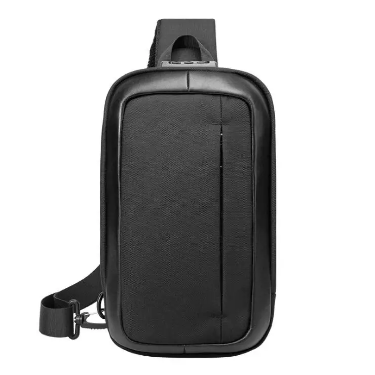 

2021 Custom fashion trending vintage designer shoulder man anti-theft coded lock messenger bag sling cross body chest bag, Black