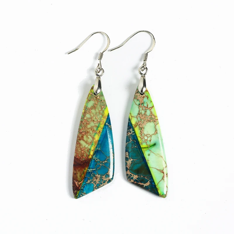 

Wholesale Natural Stone Irregular Drop Earrings Boho Designer Jewelry Bohemian Women Emperor Stone Earrings, Color