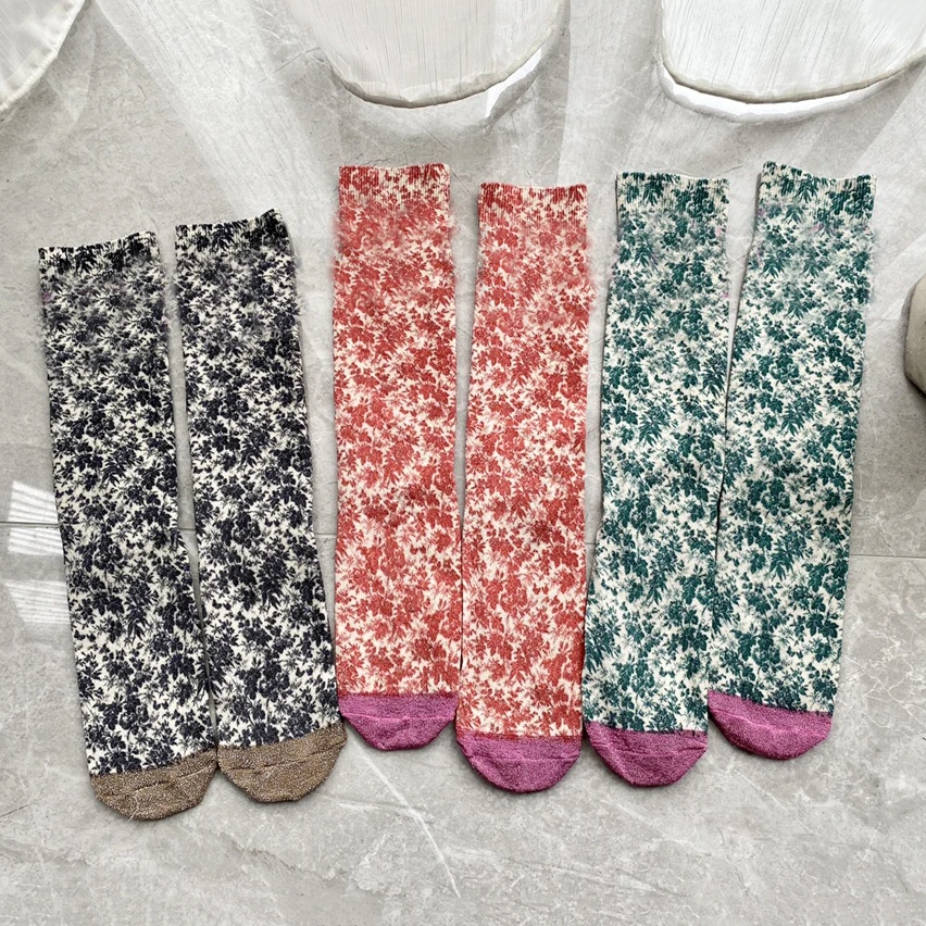 

New Designer Bloom Printed Ladies Sock Thin Breathable Womens Socks